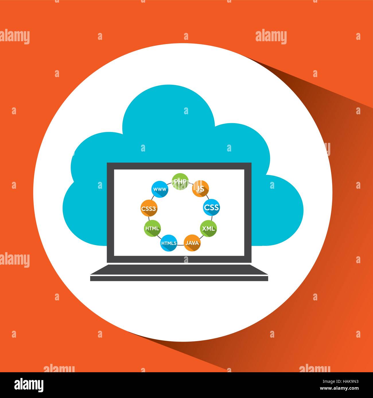 Linguaggi di programmazione per computer design cloud illustrazione vettoriale EPS 10 Illustrazione Vettoriale