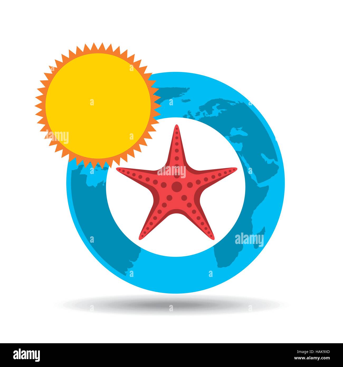 Vacanza intorno al mondo sunny starfish illustrazione vettoriale EPS 10 Illustrazione Vettoriale
