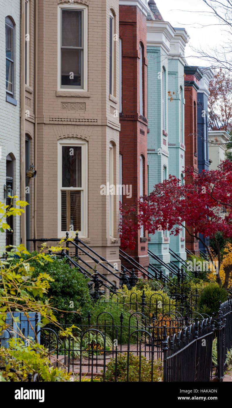 Washington, DC - fila di mattoni case sulla Capitol Hill. Foto Stock