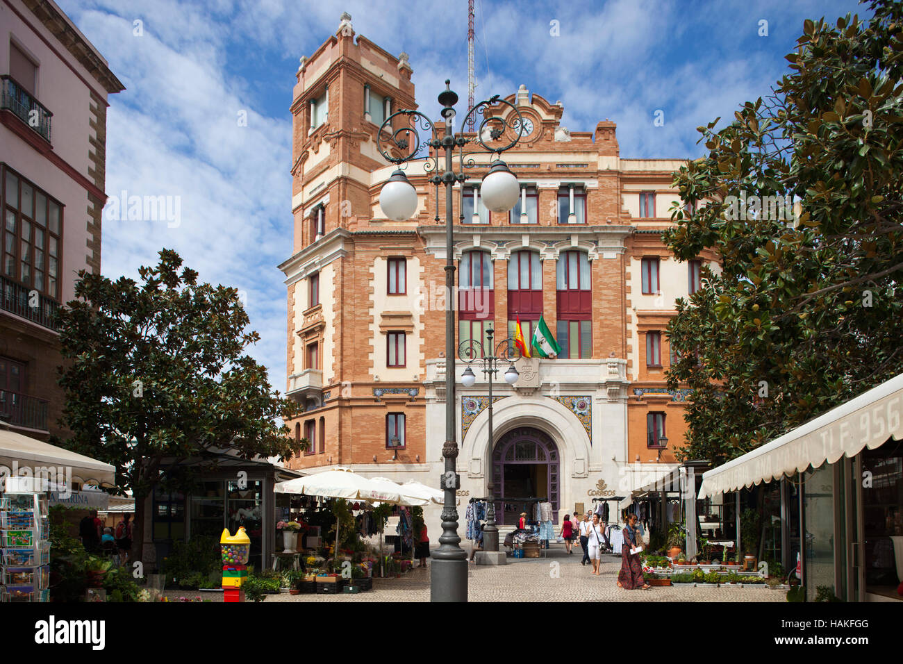 Post house, Plaza de Topete, Cadice, Andalusia, Spagna, Europa Foto Stock