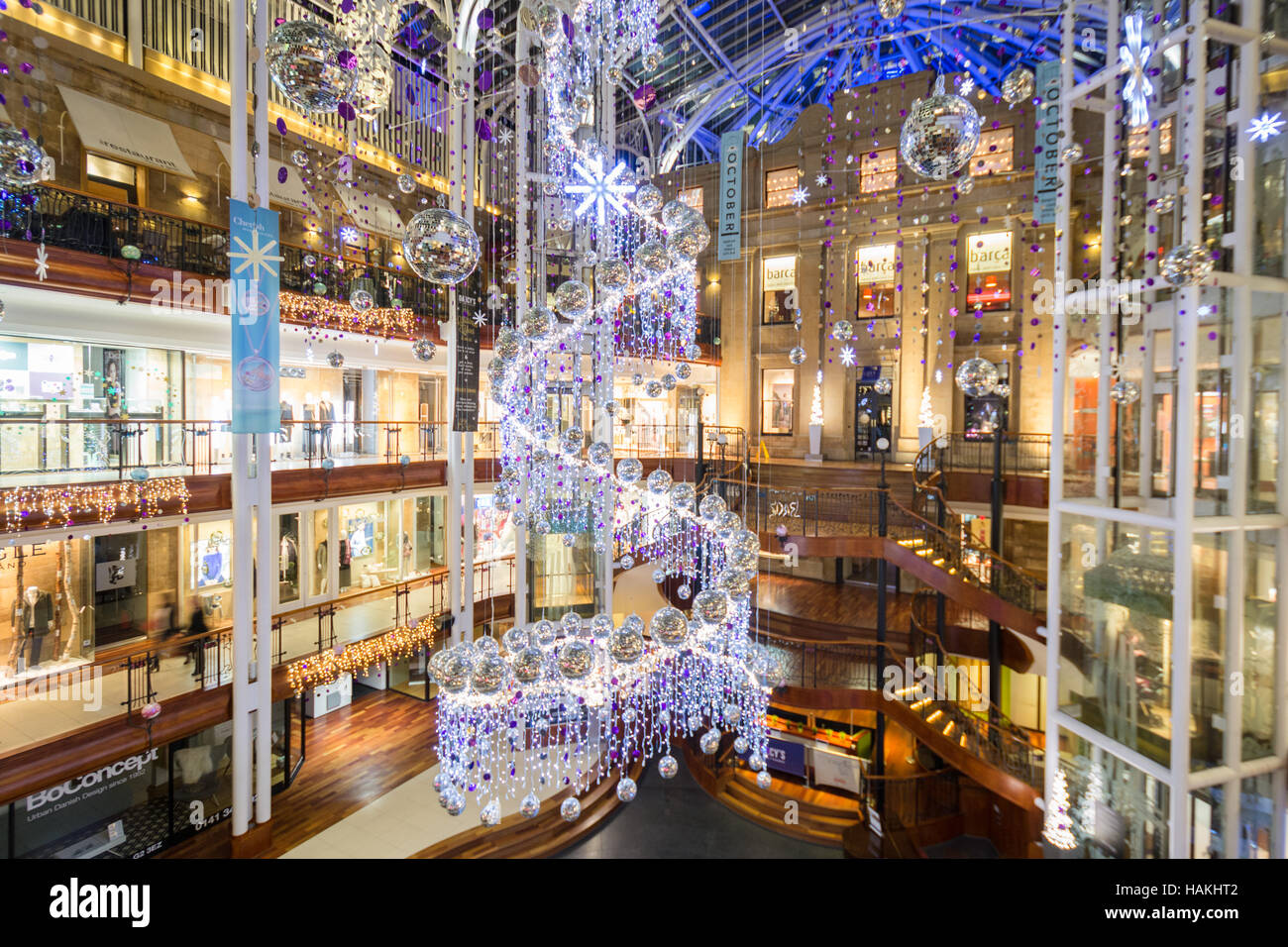 Princes Square Glasgow decorazioni di Natale 2016 Foto Stock