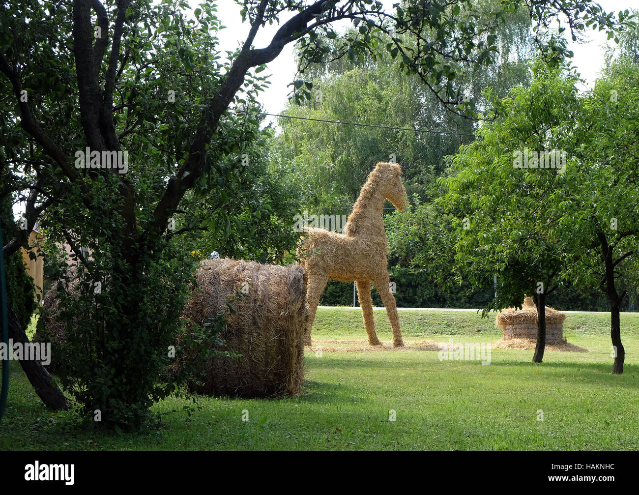 Figurina di un cavallo. Questo è il tema scelto per la festa del raccolto nella decorazione Nedelisce, Croazia Foto Stock