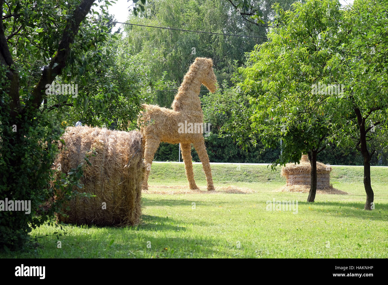 Figurina di un cavallo. Questo è il tema scelto per la festa del raccolto nella decorazione Nedelisce, Croazia Foto Stock