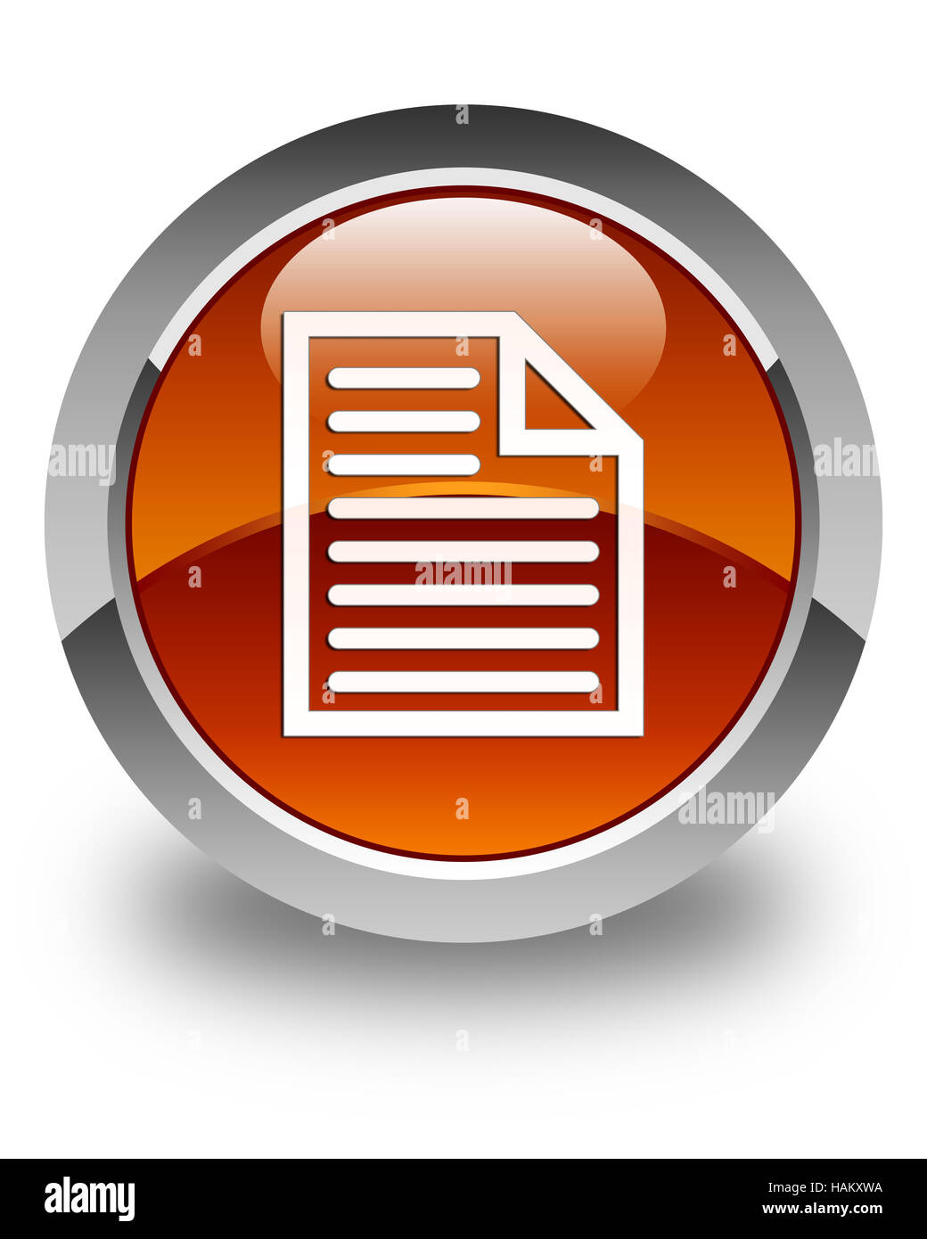 Documento icona pagina isolato sul marrone lucido pulsante rotondo illustrazione astratta Foto Stock