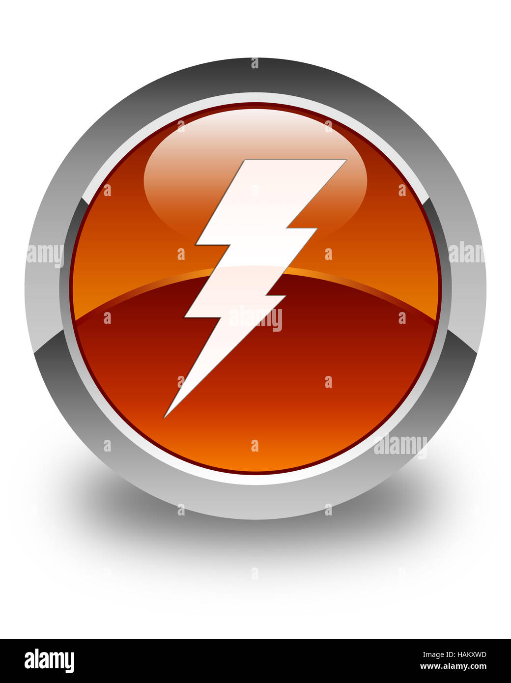 Icona di elettricità isolate su marrone lucido pulsante rotondo illustrazione astratta Foto Stock
