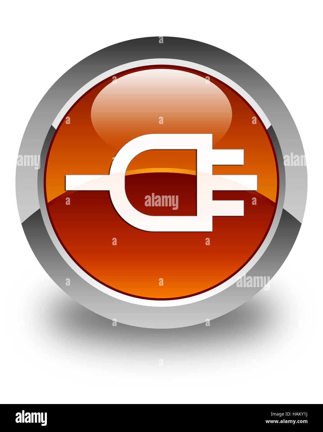 Icona di connessione isolato sul marrone lucido pulsante rotondo illustrazione astratta Foto Stock