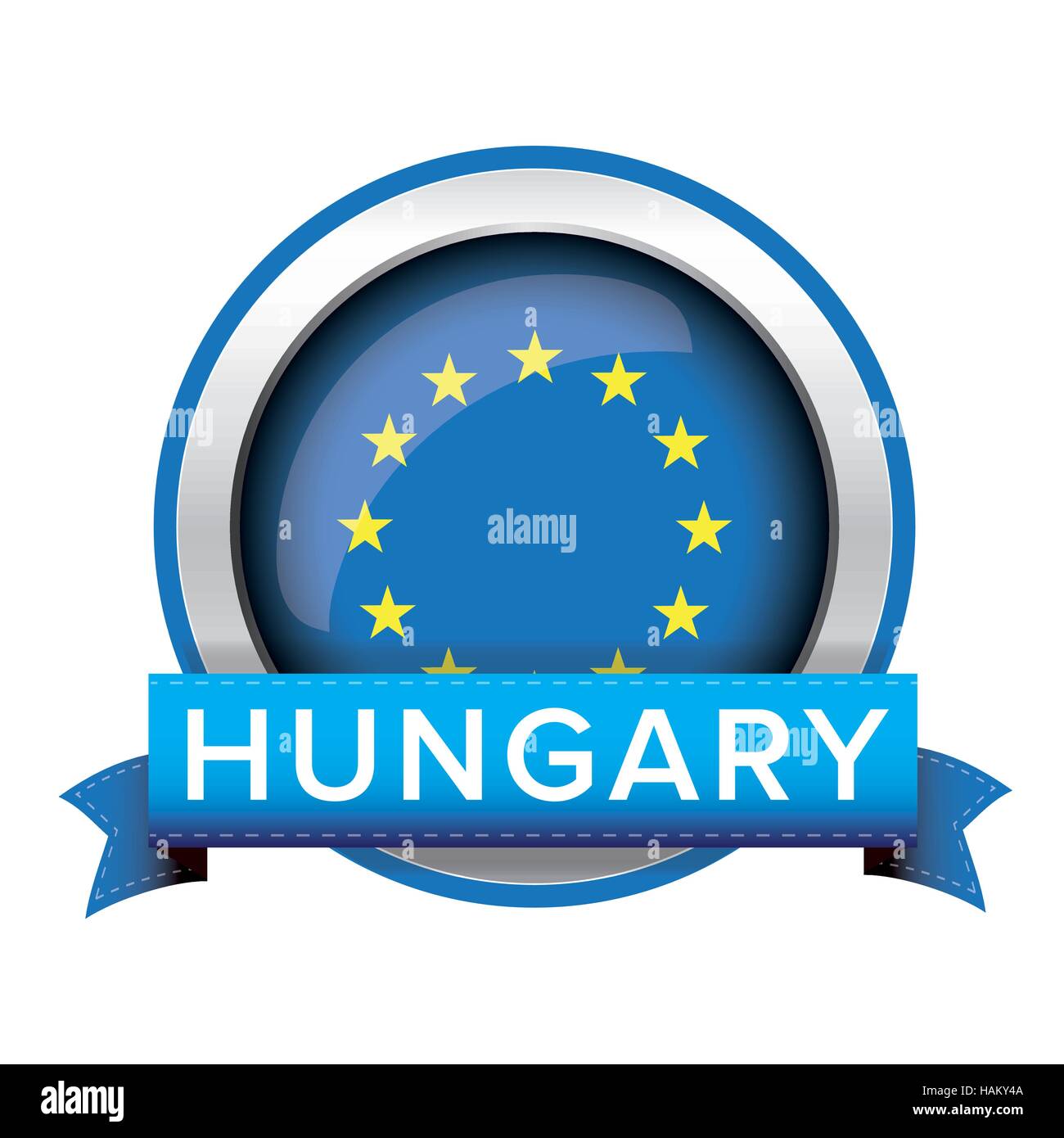 Bandiera UE pulsante con nastro di Ungheria Illustrazione Vettoriale