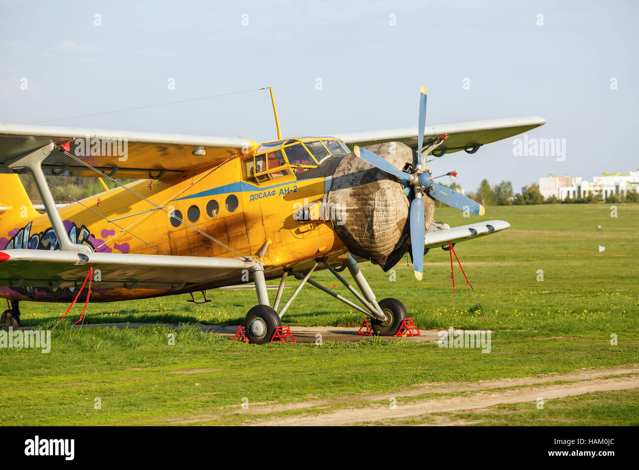 Un-2 è un sovietico prodotte in massa a singolo biplano motore Foto Stock