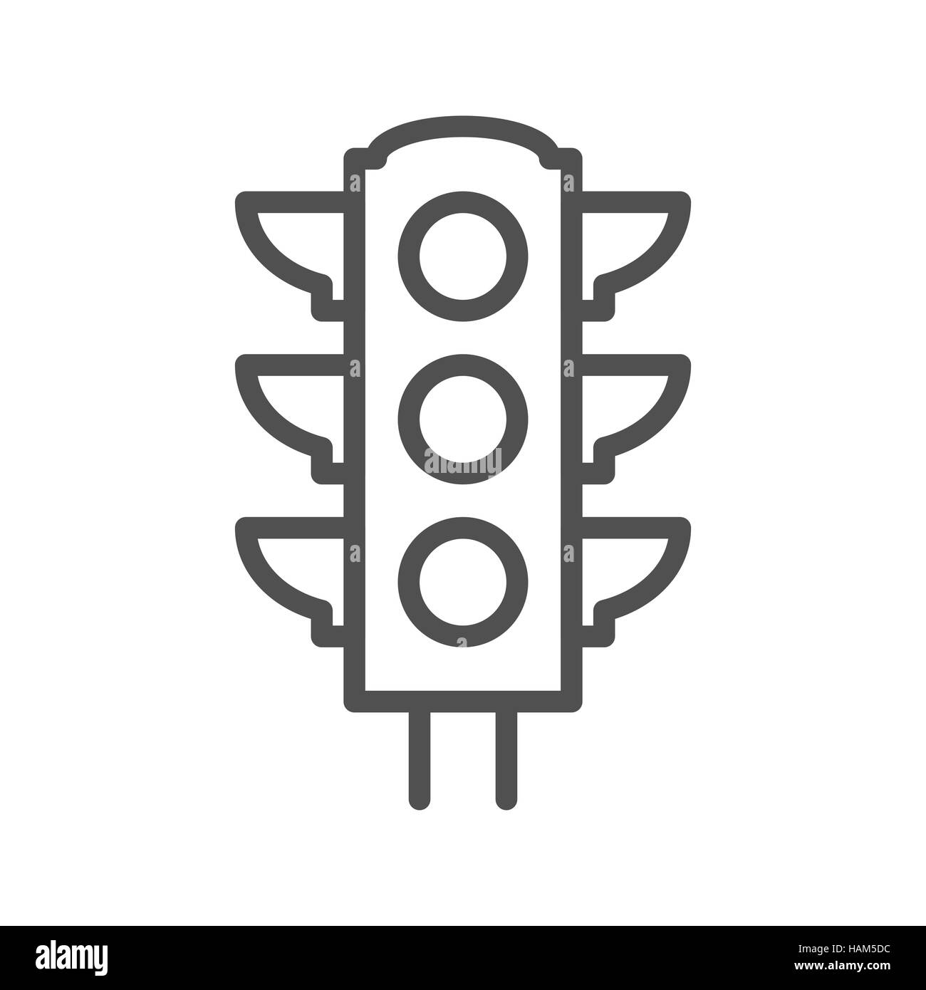 Luce di traffico di linea sottile icona vettore isolato su uno sfondo bianco. Illustrazione Vettoriale