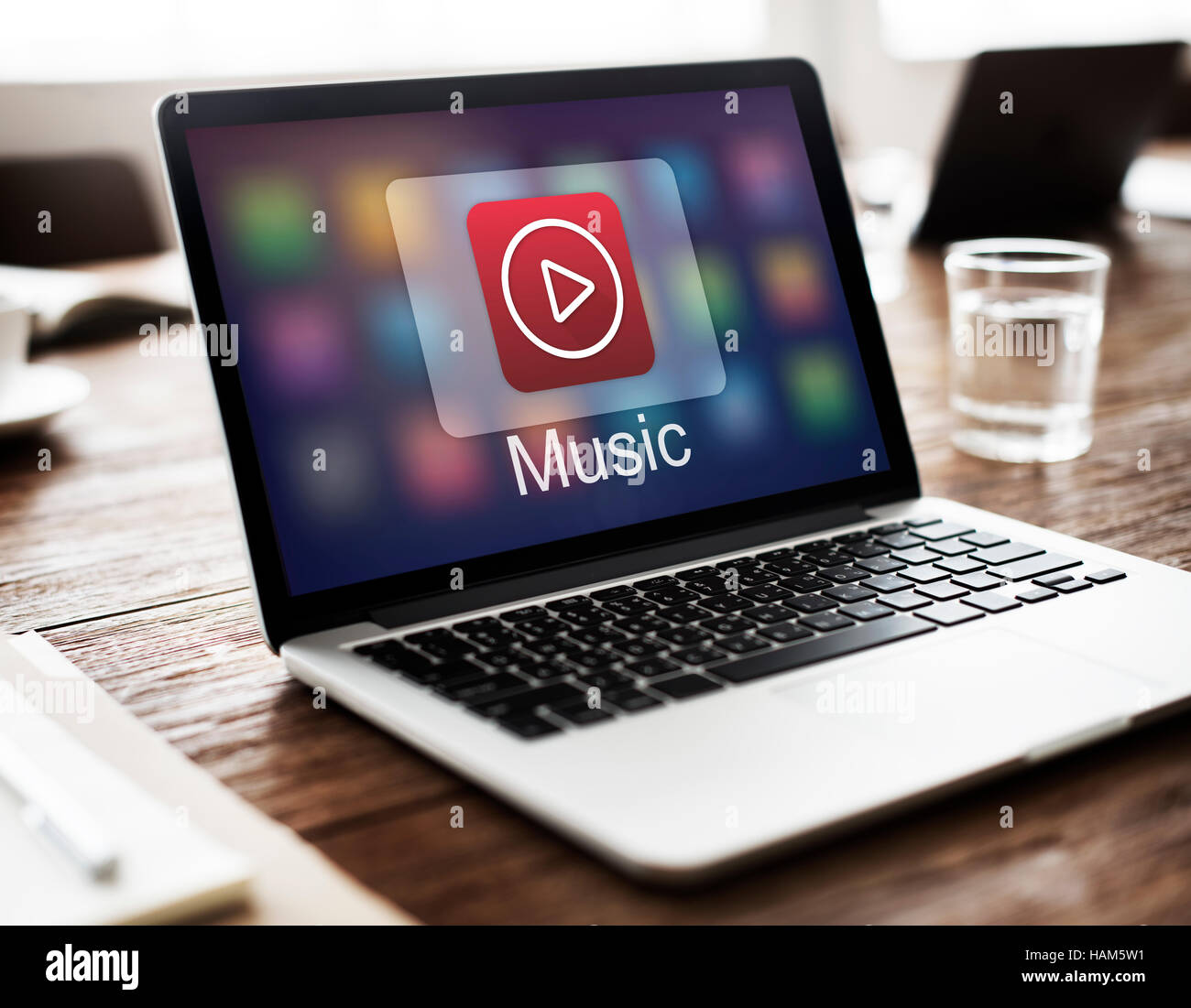 Lettore musicale pulsante icona applicazione Concetto grafico Foto Stock