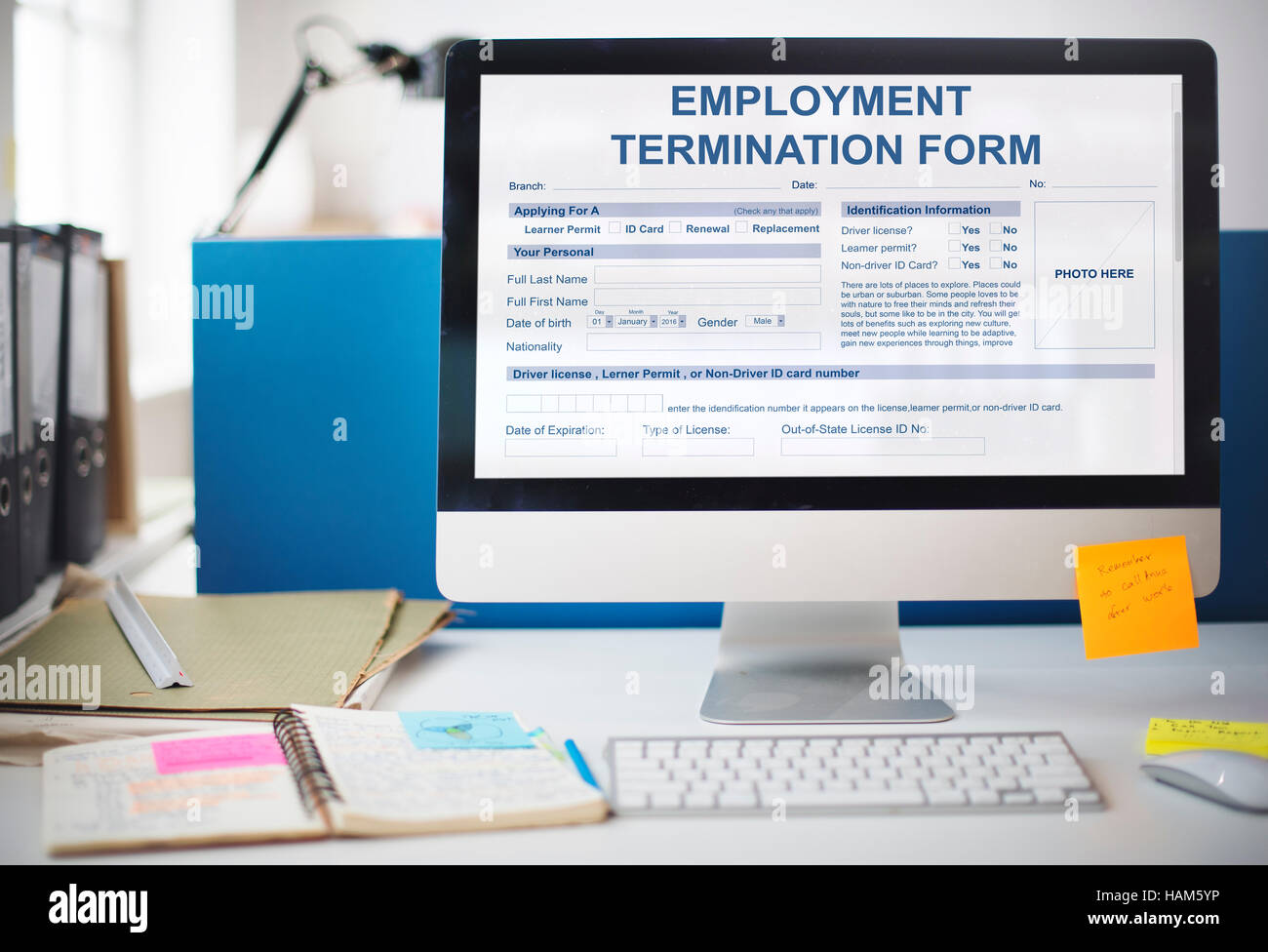 L'occupazione di forma di terminazione nozione di contratto Foto Stock