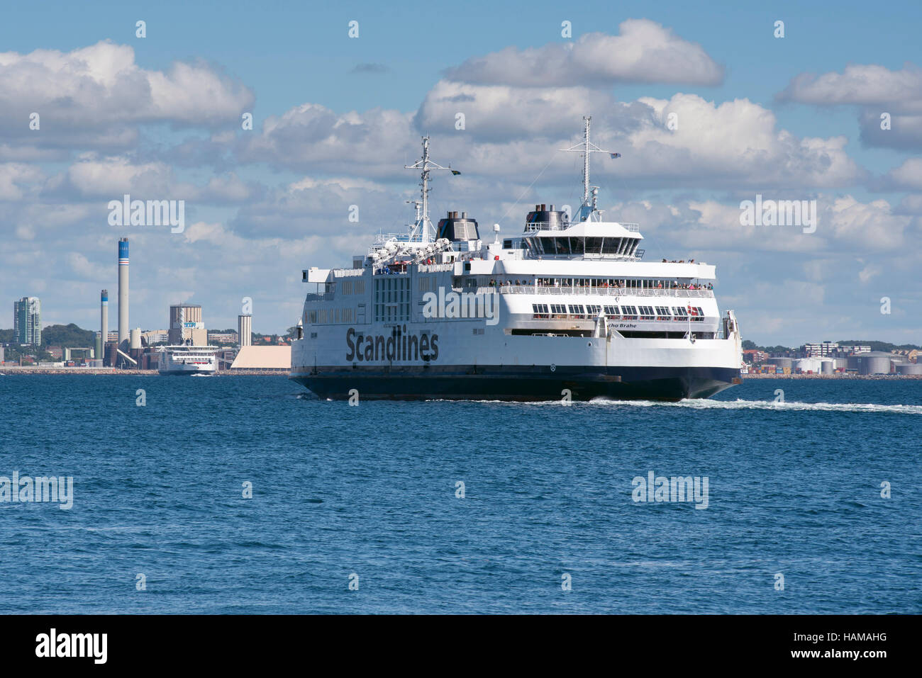 Tycho Brahe traghetto della compagnia di navigazione Scandlines, sul percorso Elsinore-Helsingborg tra la Danimarca e la Svezia attraverso l'Oresund Foto Stock