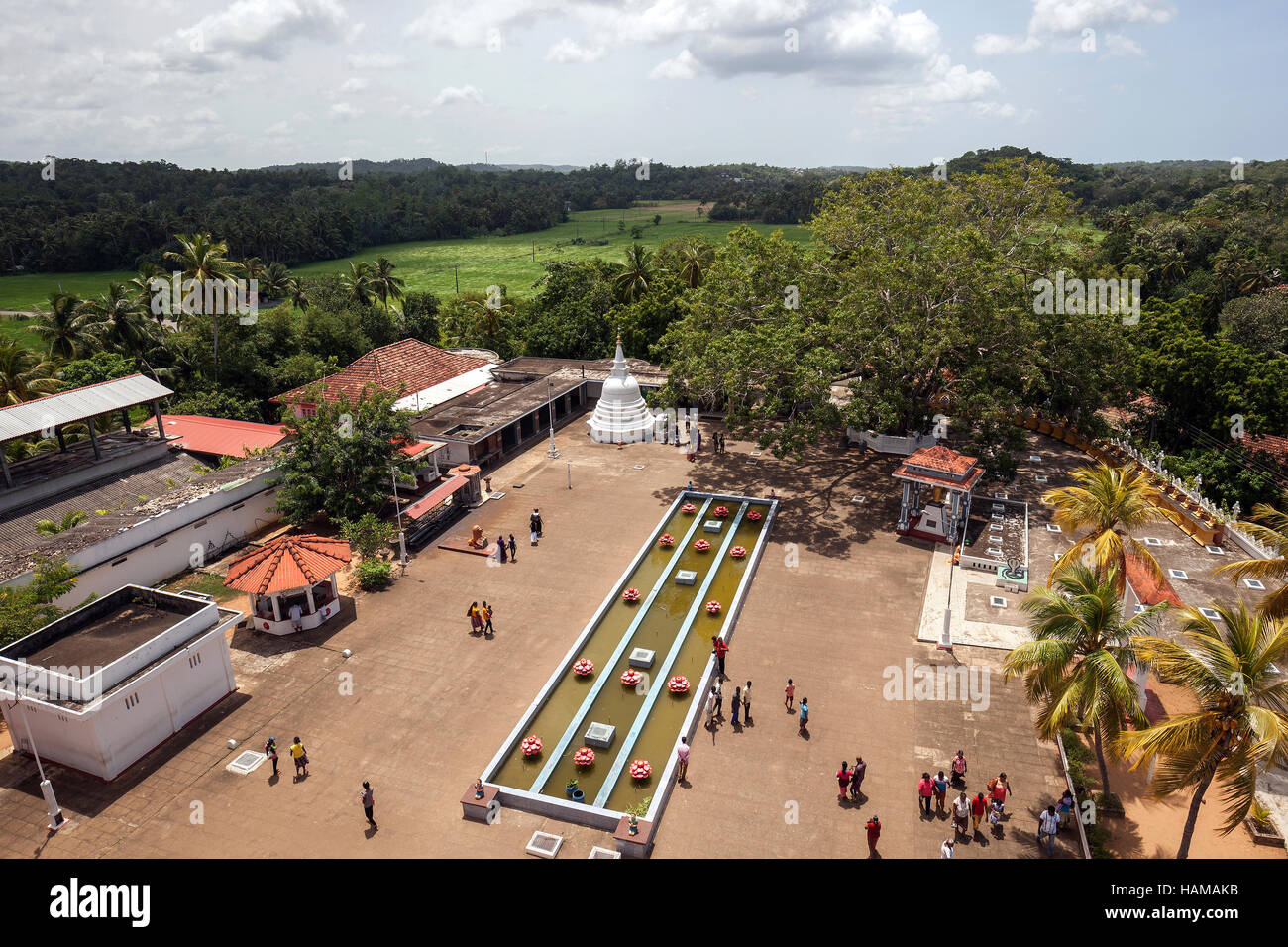 Vista del tempio motivi, Weherahena Temple, la Mata§ra, sud della provincia, Sri Lanka Foto Stock