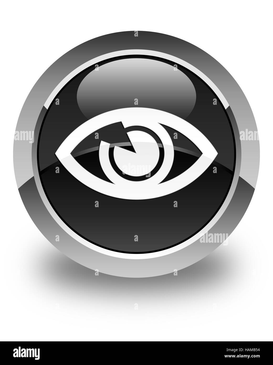 Icona occhio isolato sul nero lucido pulsante rotondo illustrazione astratta Foto Stock