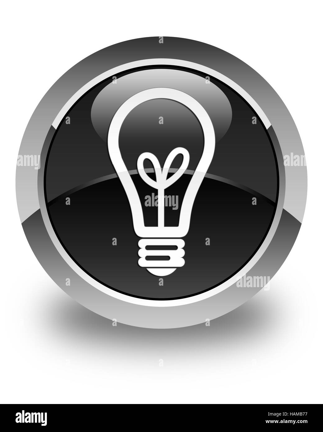 Icona della lampadina isolati su nero lucido pulsante rotondo illustrazione astratta Foto Stock