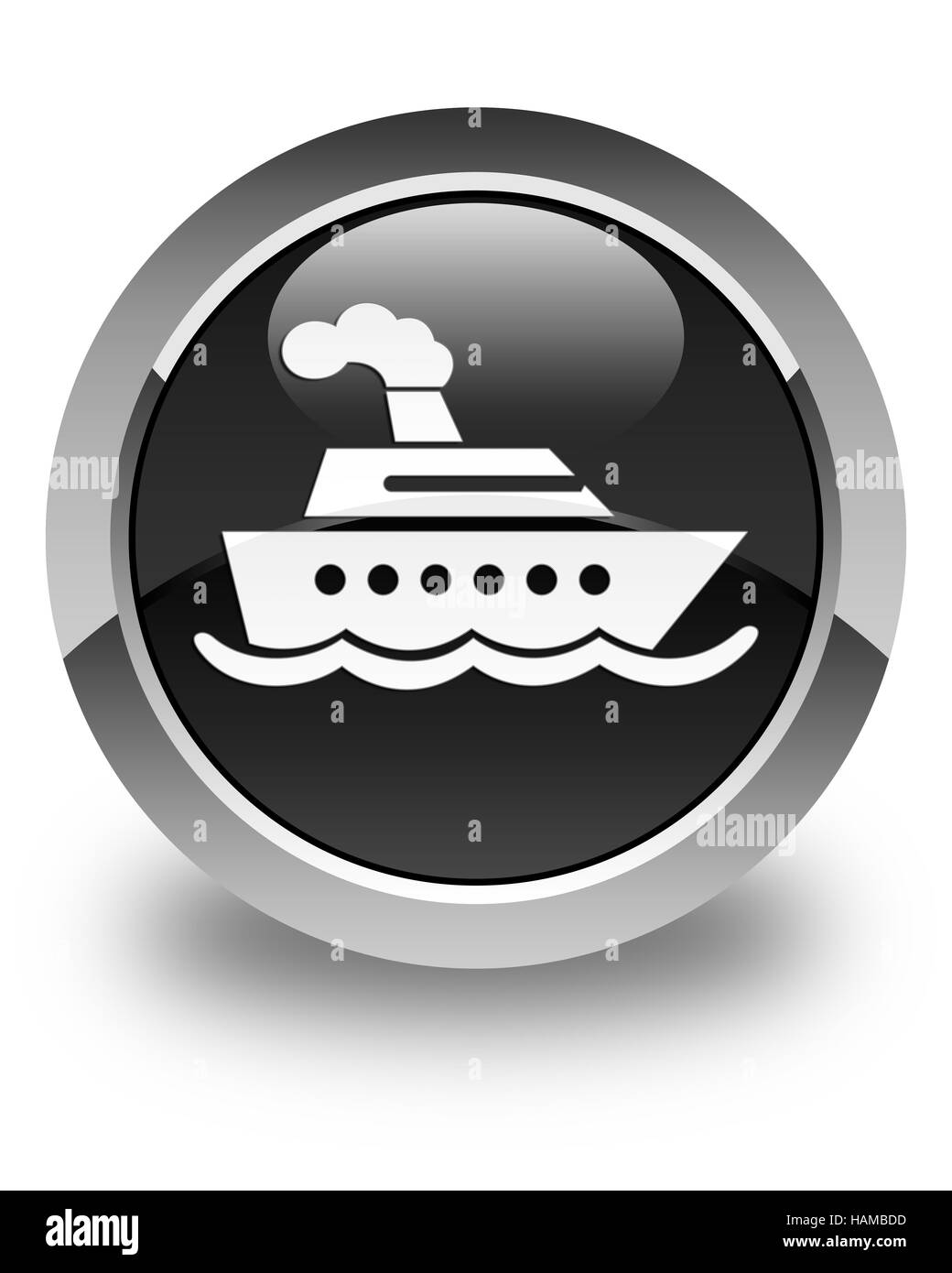 La nave di crociera icona isolati su nero lucido pulsante rotondo illustrazione astratta Foto Stock
