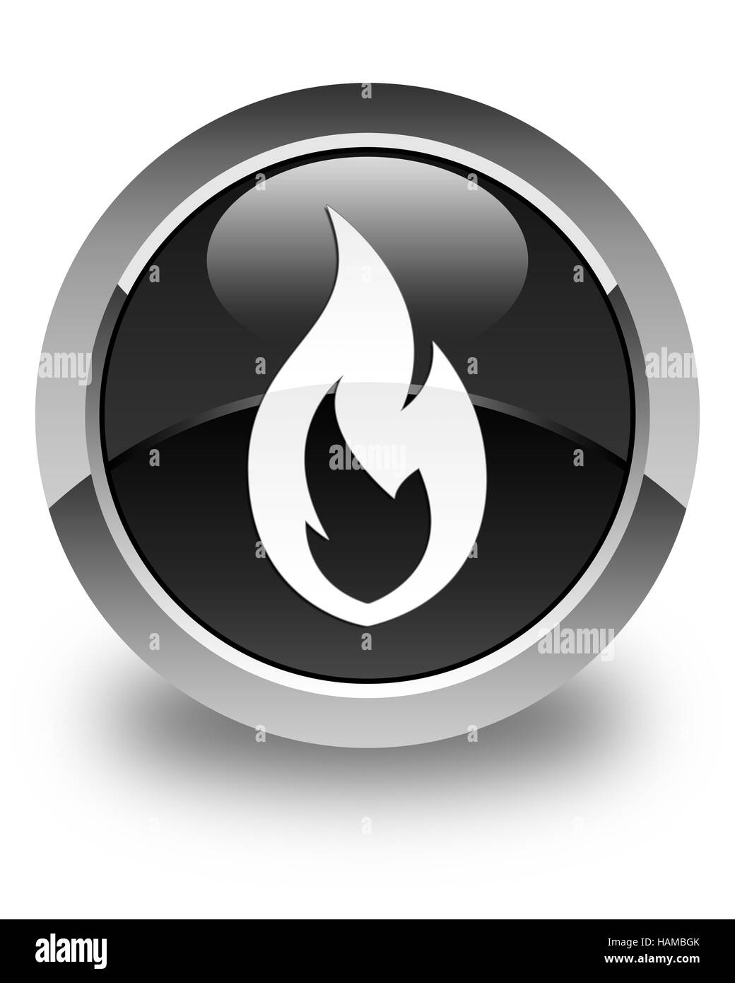 Vigili del fuoco di fiamma icona isolati su nero lucido pulsante rotondo illustrazione astratta Foto Stock