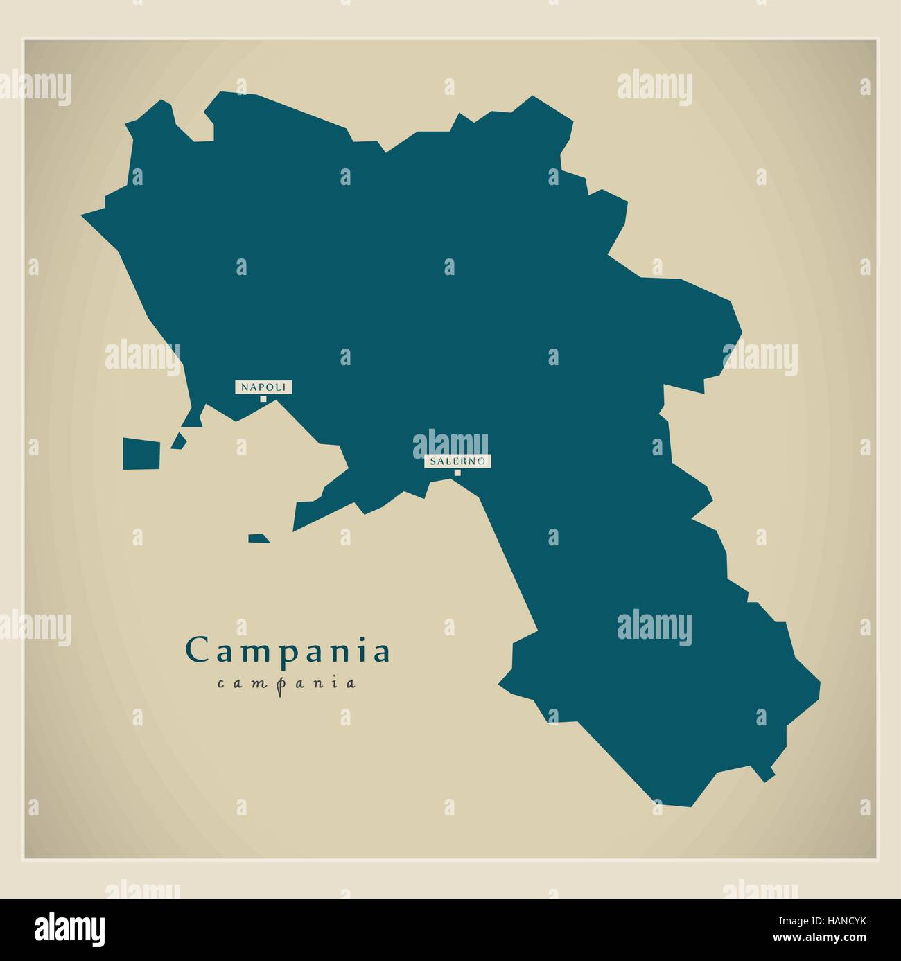 Mappa moderno - Campania Italia Illustrazione Vettoriale