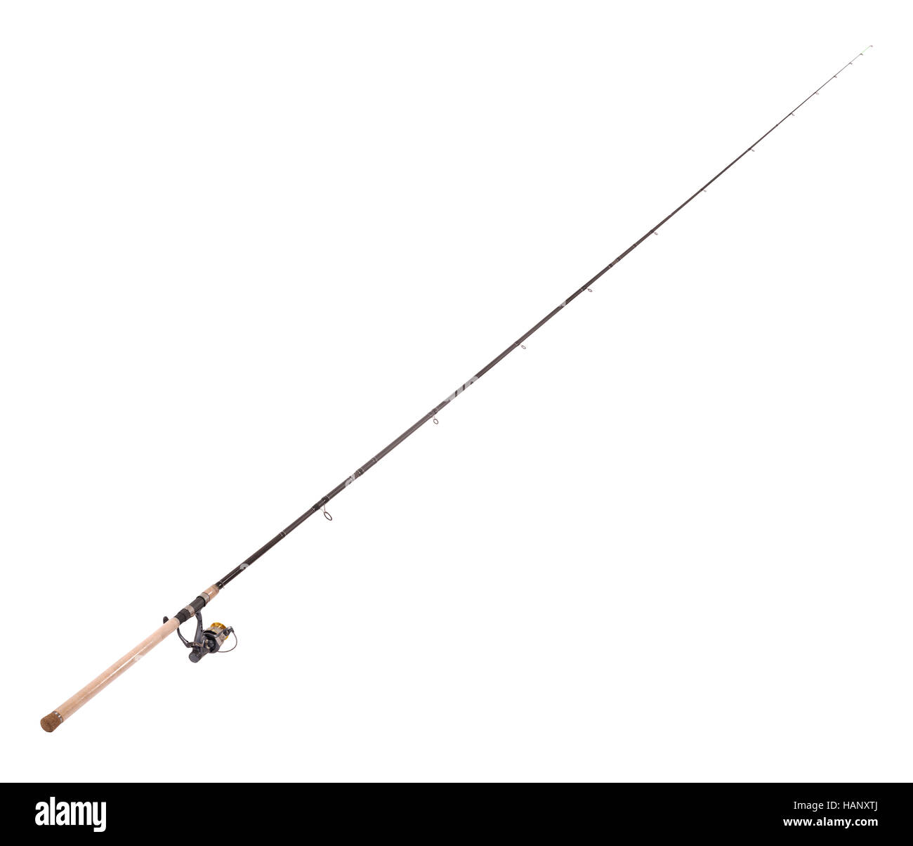 Carp feeder canna da pesca in immagine a dimensione intera (con la bobina) isolato su sfondo bianco con soft shadow. Tracciato di ritaglio Foto Stock