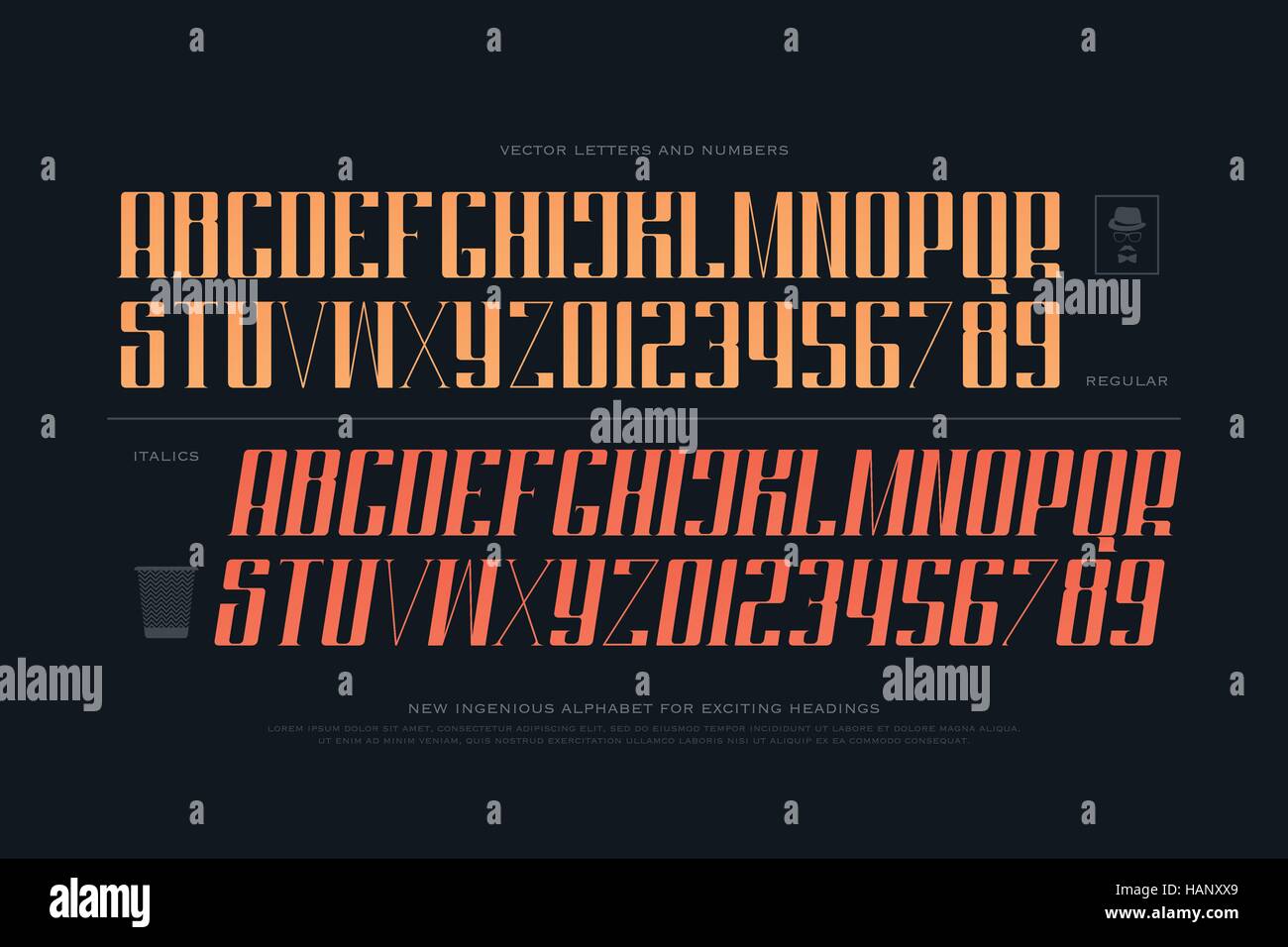 Regolari e stile inclinato alfabeto lettere e numeri. vettore di tipo font design. vintage scritte simboli. stilizzata, corsivo typesetting. classic tip. Illustrazione Vettoriale