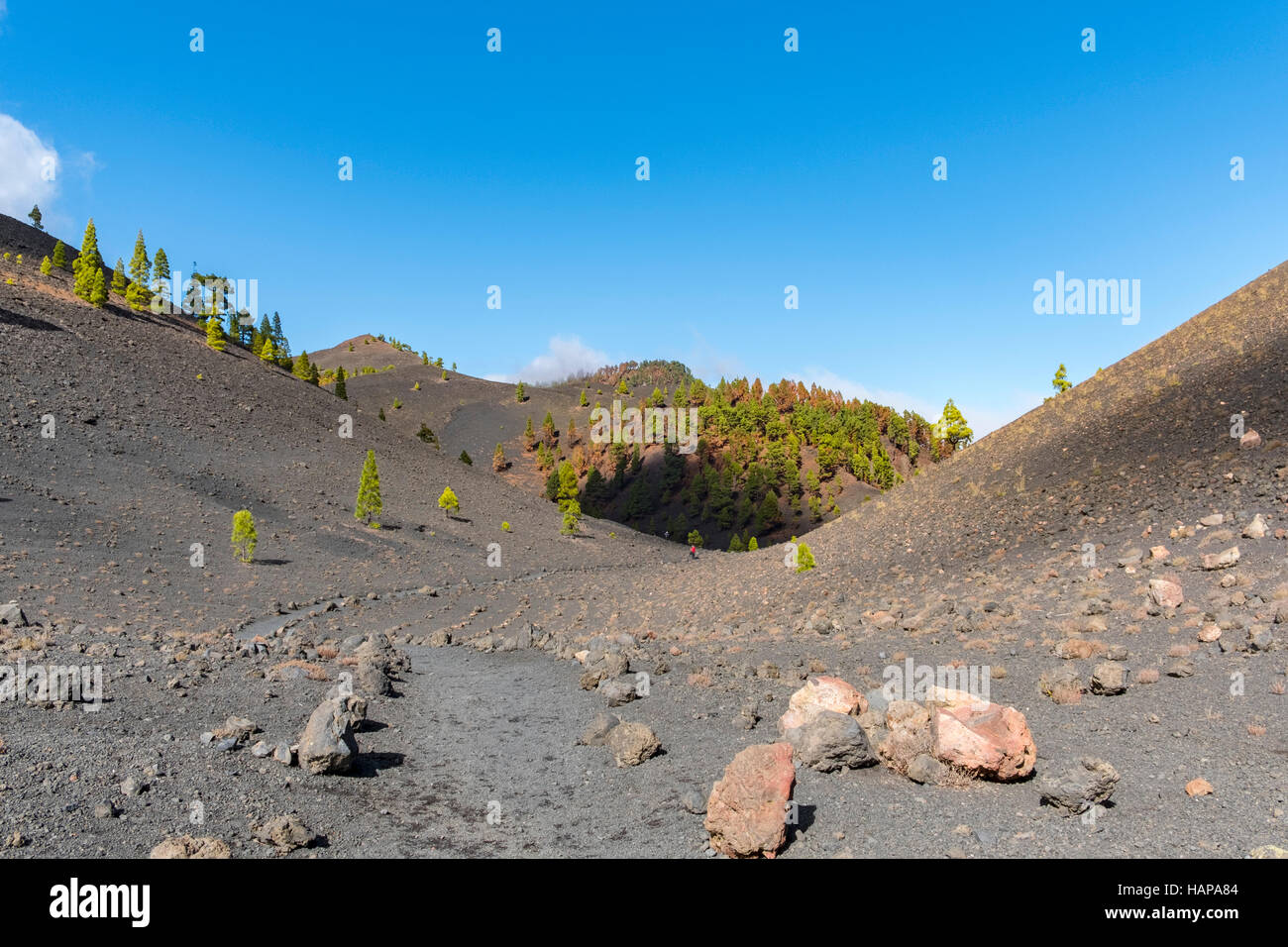 Shot del famoso sentiero escursionistico "Ruta de los vulcanos' , presa nel sud di La Palma vicino a Los Canarios. Foto Stock