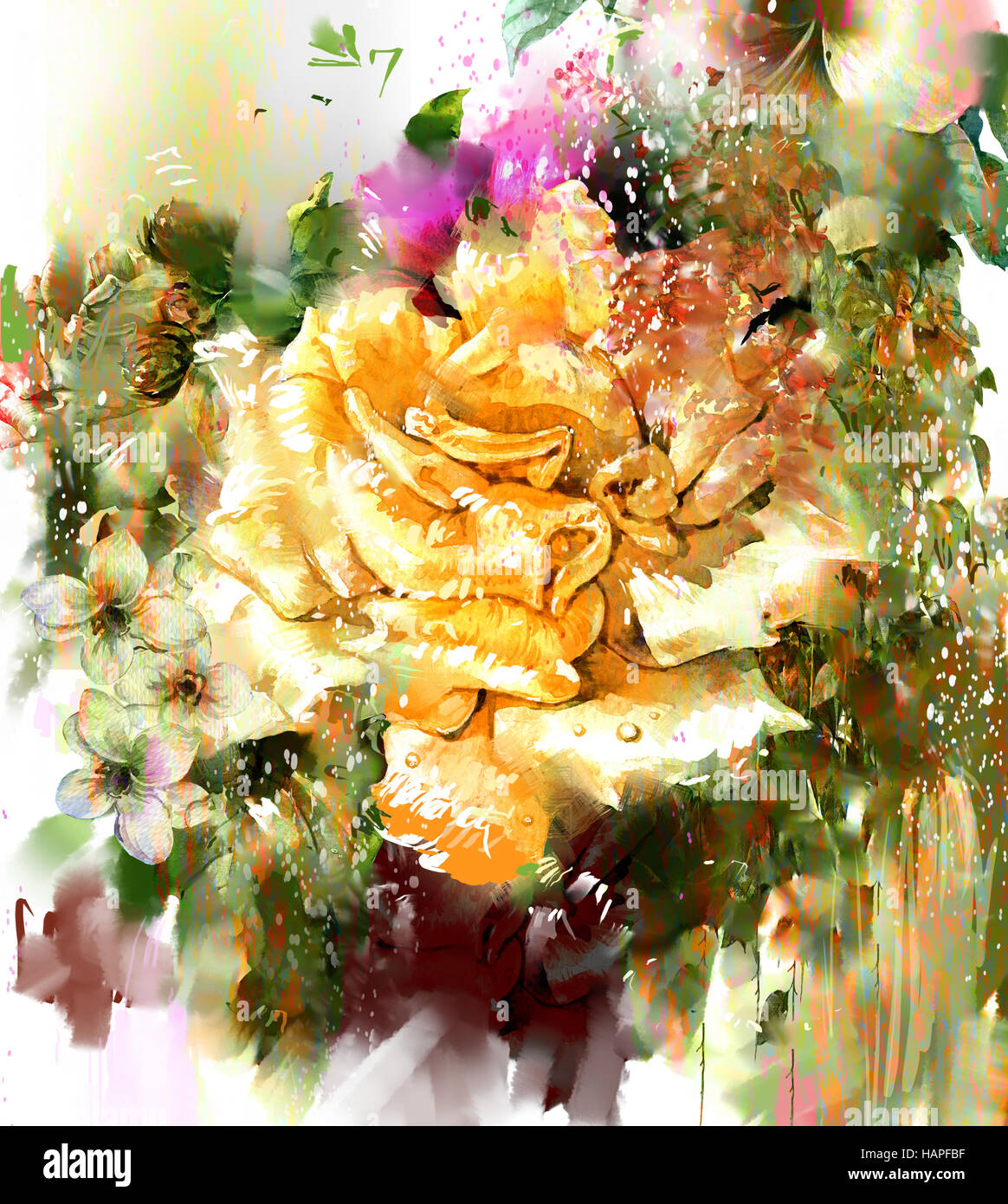 Abstract fiori,rosa la pittura ad acquerello. Molla di fiori multicolori Foto Stock
