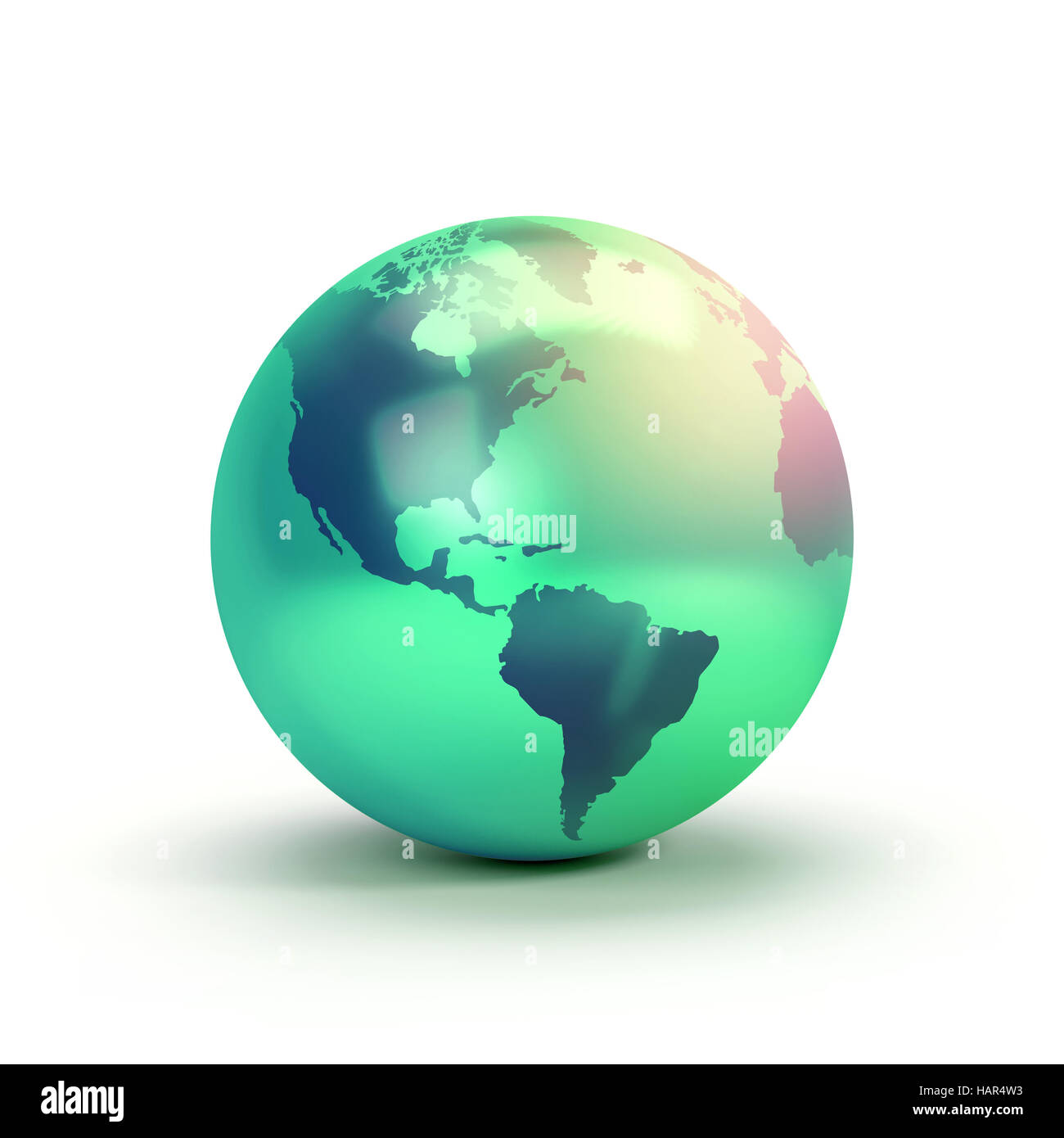 Pianeta verde simbolo di messa a terra isolata su bianco, mostrando il continente americano - 3D illustrazione Foto Stock