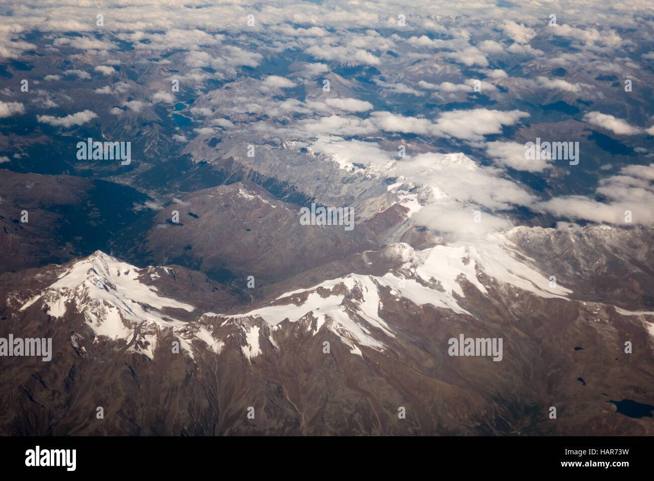Cime vista dall'aereo Foto Stock