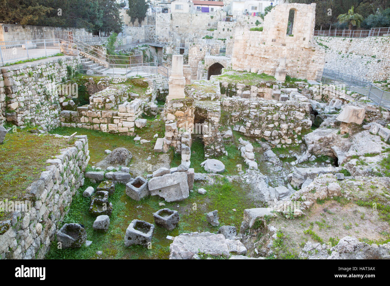 Gerusalemme - i resti della piscina di Bethesda. Foto Stock