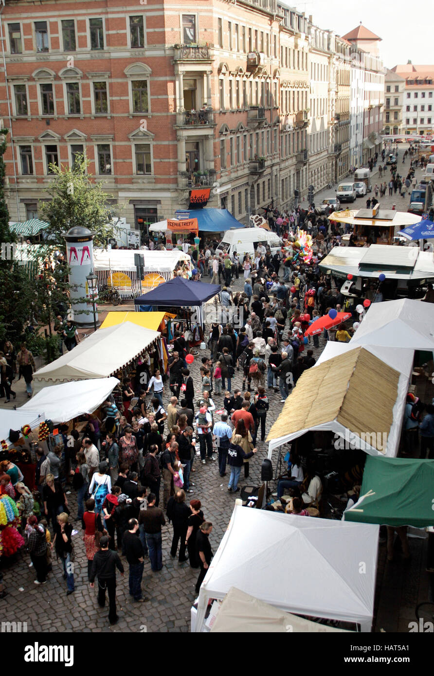 Repubblica colorati di Neustadt, BRN, town festival, Dresda, Sassonia Foto Stock