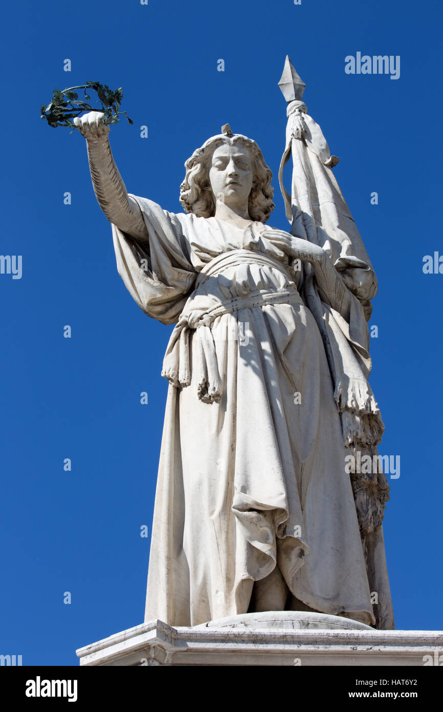Brescia - La statua della vittoria come il memoriale di guerra Italiano Austria nuovamente sulla Piazza della Loggia square - il Monumento alla Bella Italia Foto Stock