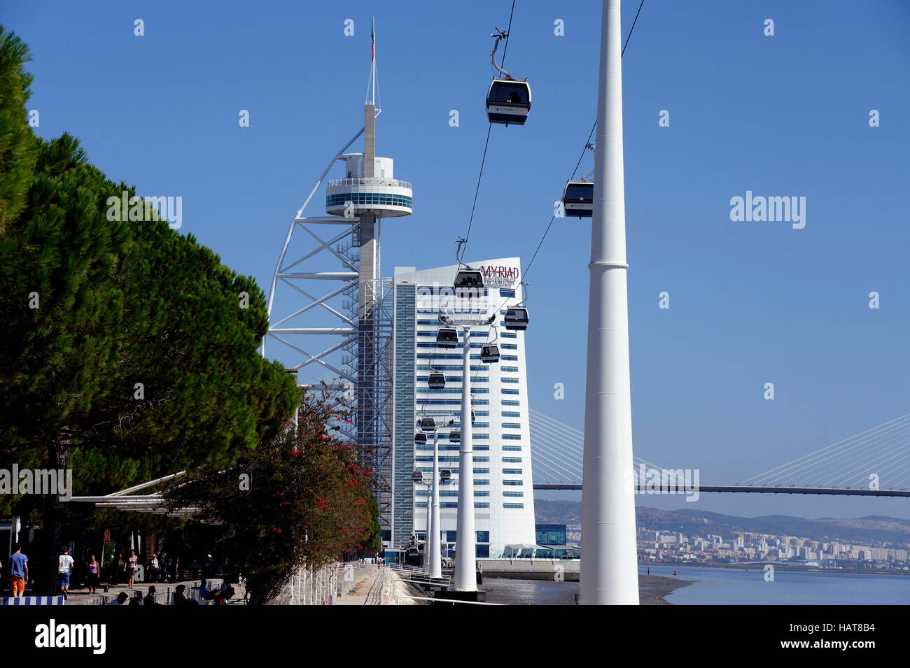 Torre Vasco da Gama, torre Vasco da Gama, una miriade di Sana Hotels, Ponte Ponte Vasco da Gama, Parque das Nacoes, Lisbona, Portogallo Foto Stock
