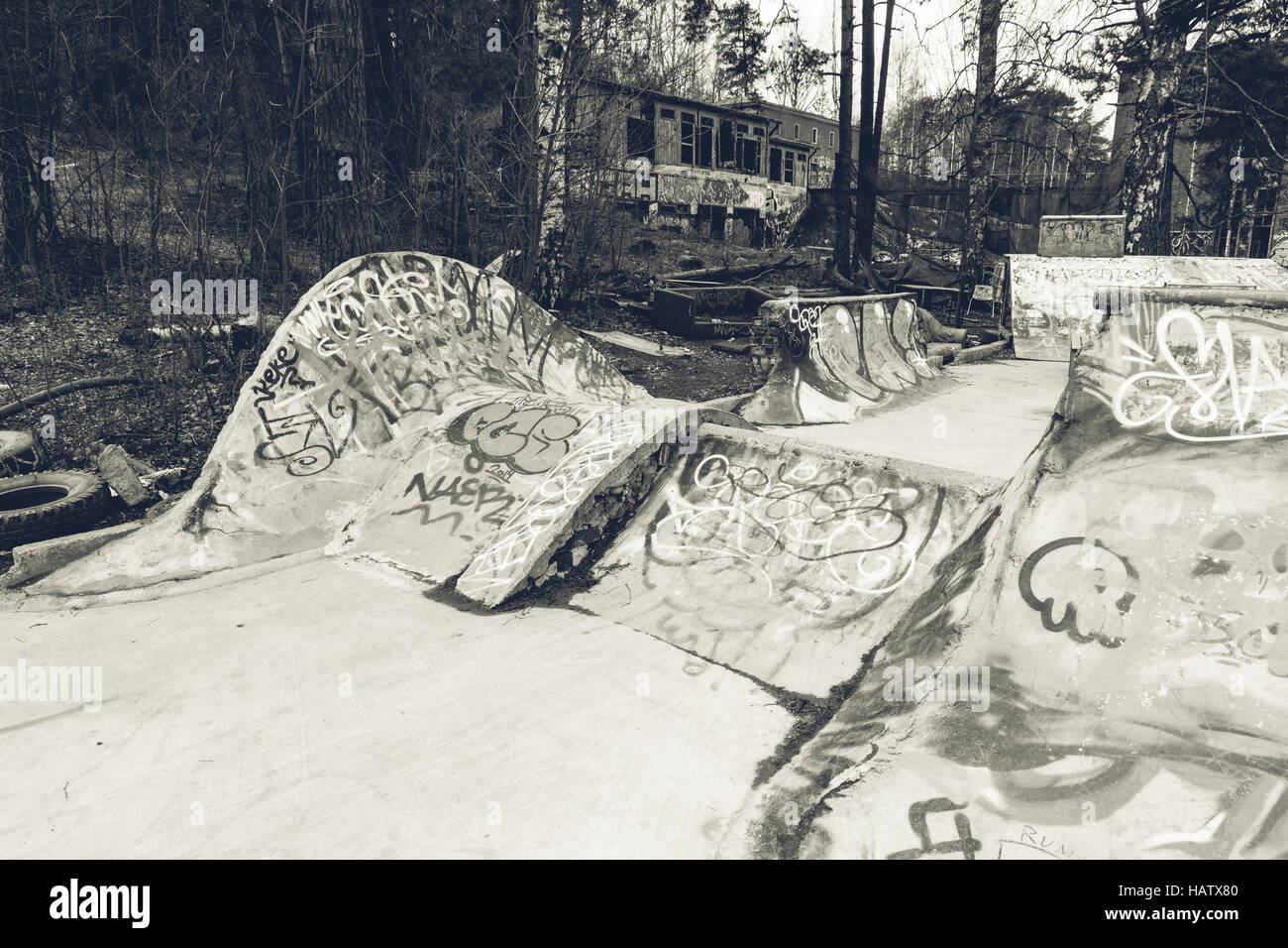 Piccolo self-made skate park Foto Stock