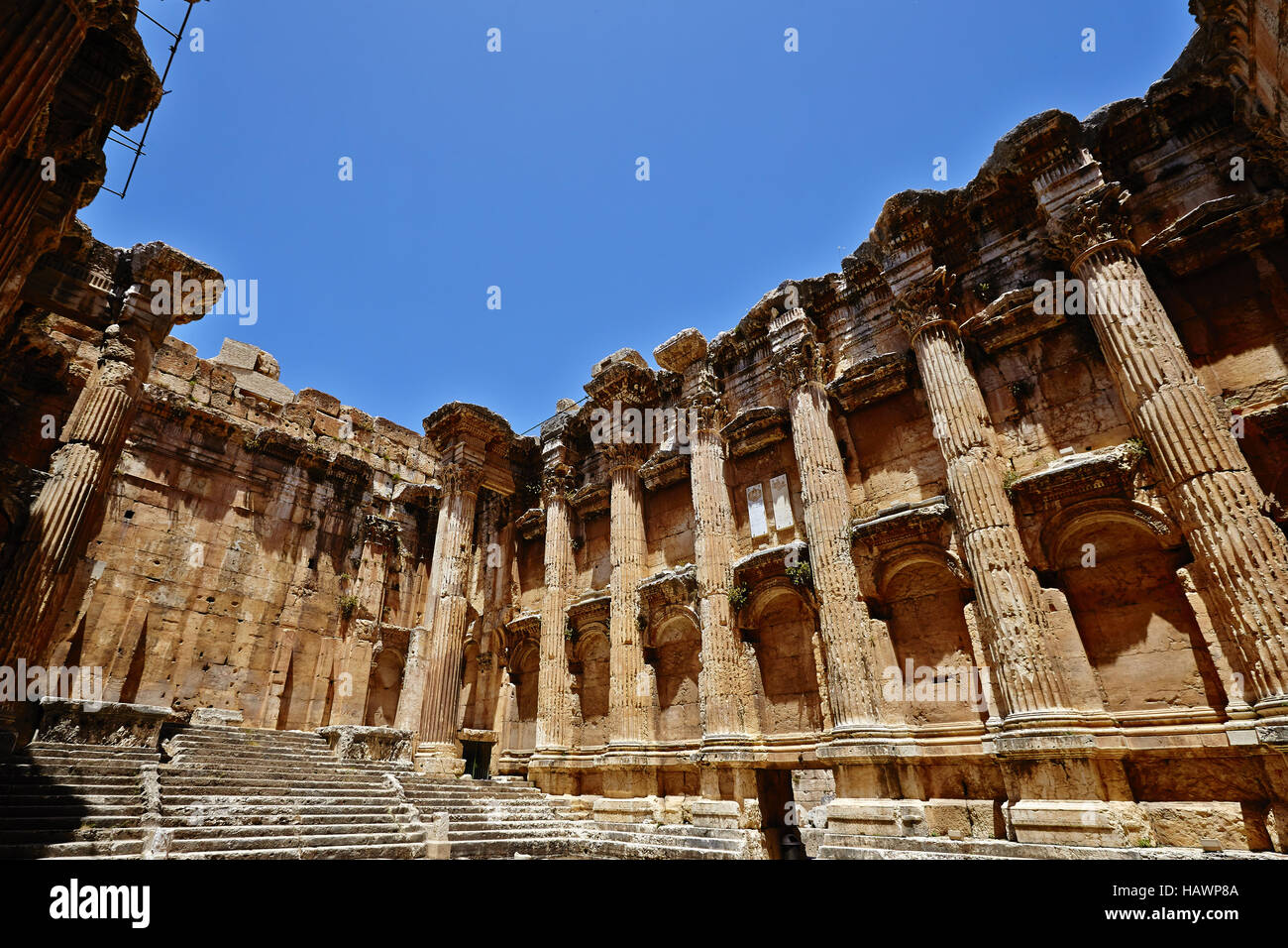 Tempio di Bacco - Baalbek, Libano Foto Stock