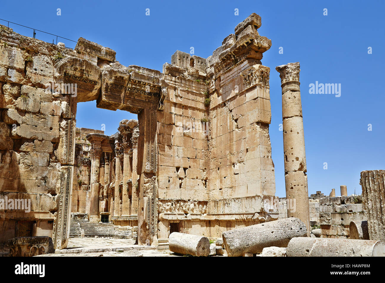 Tempio di Bacco - Baalbek, Libano Foto Stock