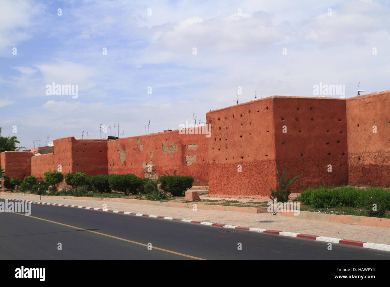Marrakech mura della città vecchia Foto Stock