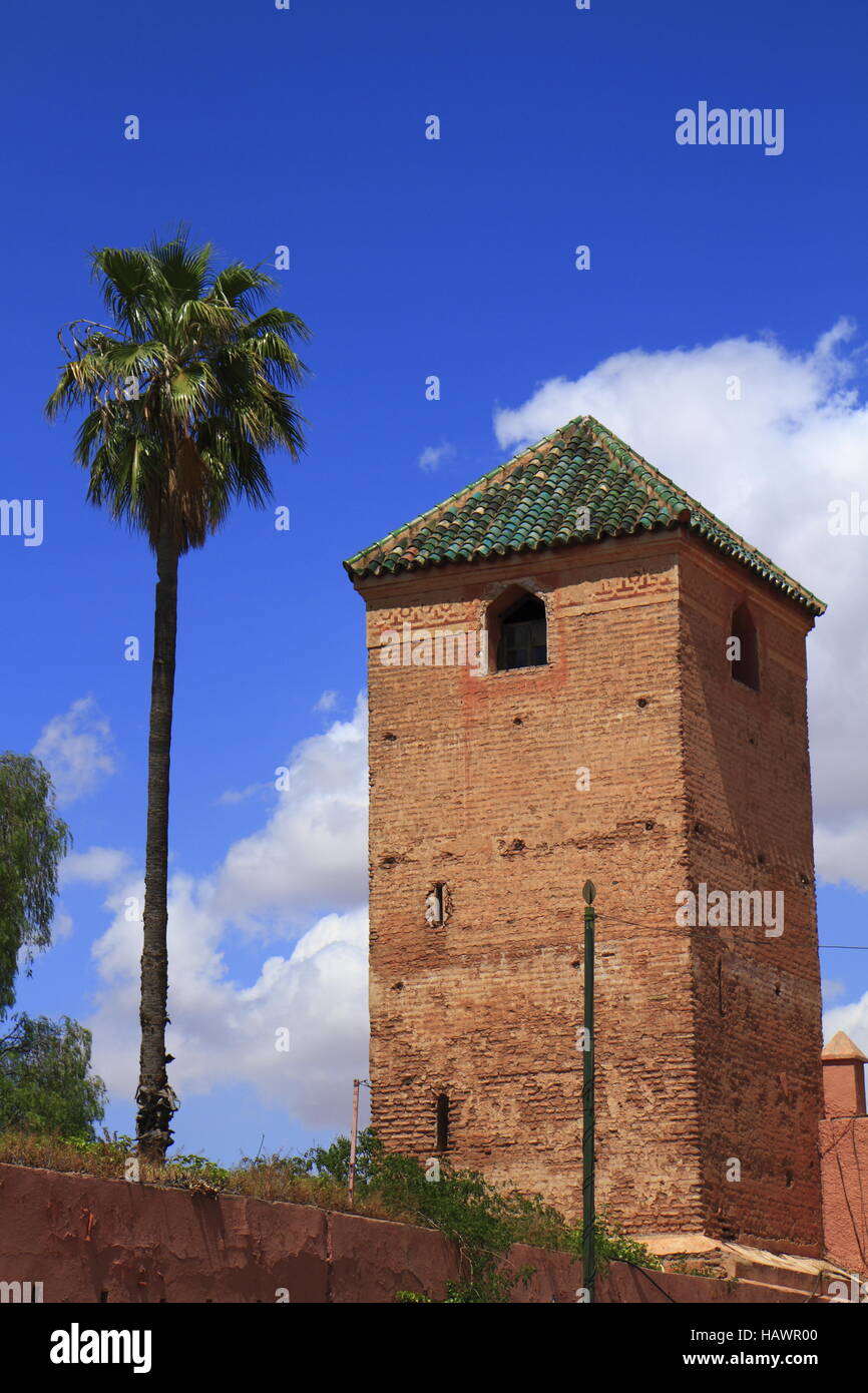 Marrakech mura della città vecchia Foto Stock