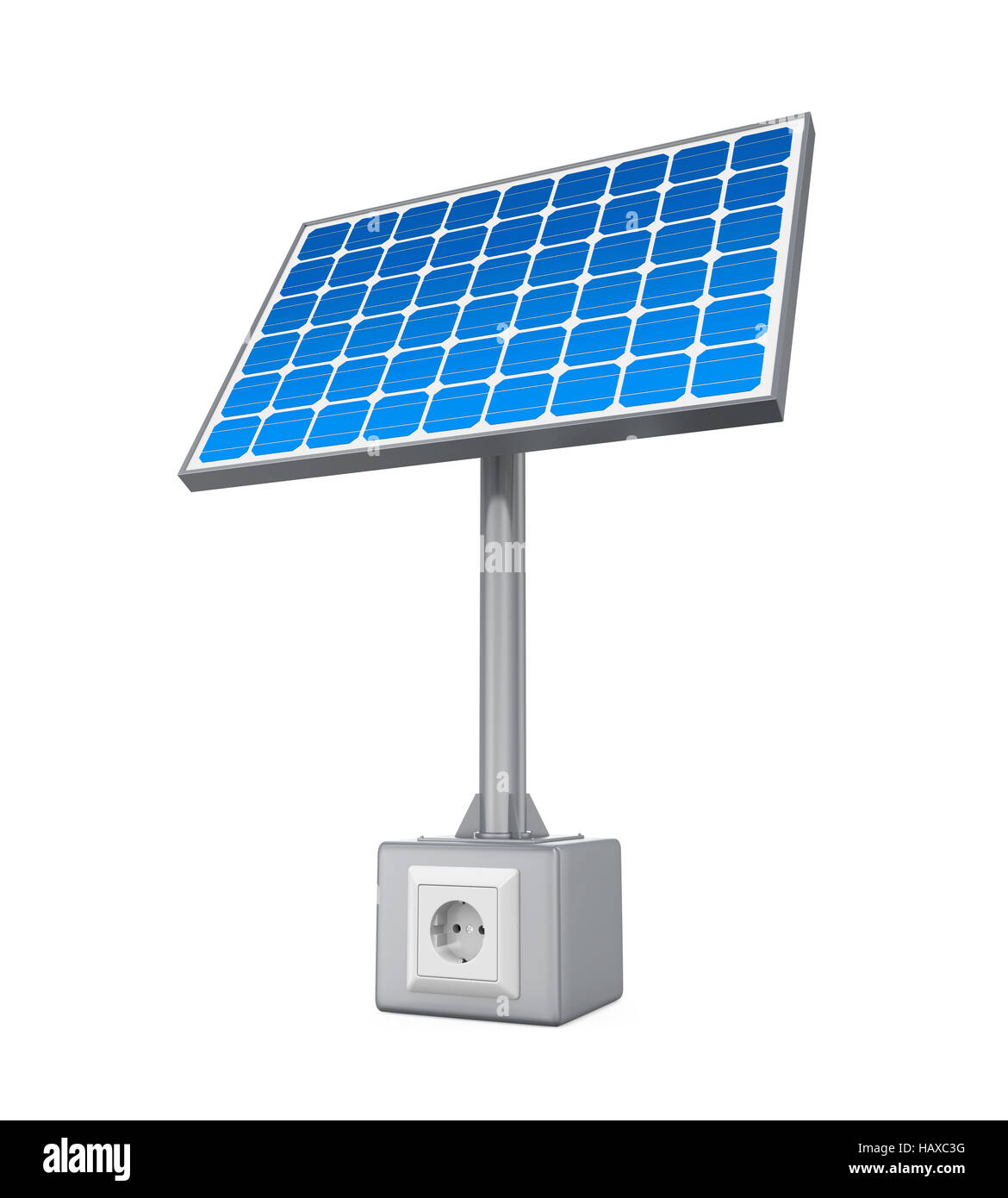 Pannello solare con presa elettrica Foto stock - Alamy