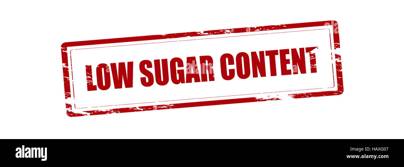 Timbro di gomma con testo a basso tenore di zucchero all'interno, illustrazione vettoriale Foto Stock