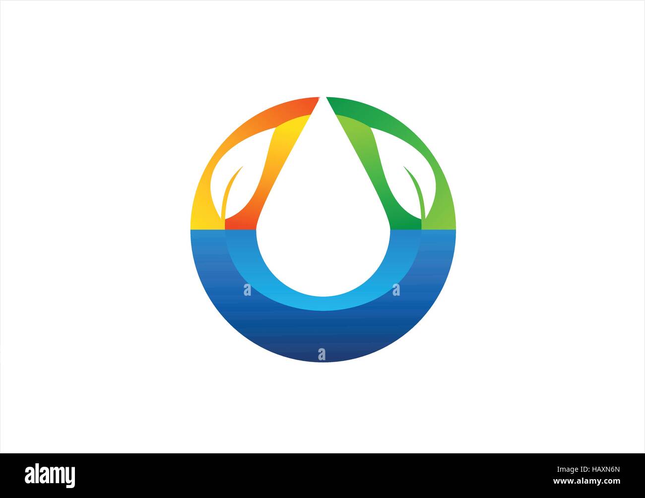 Acqua goccia logo, salute naturale simbolo amichevole, cerchio goccia d'acqua e la natura lascia icona, pulire ecologia waterdrop disegno vettoriale Illustrazione Vettoriale