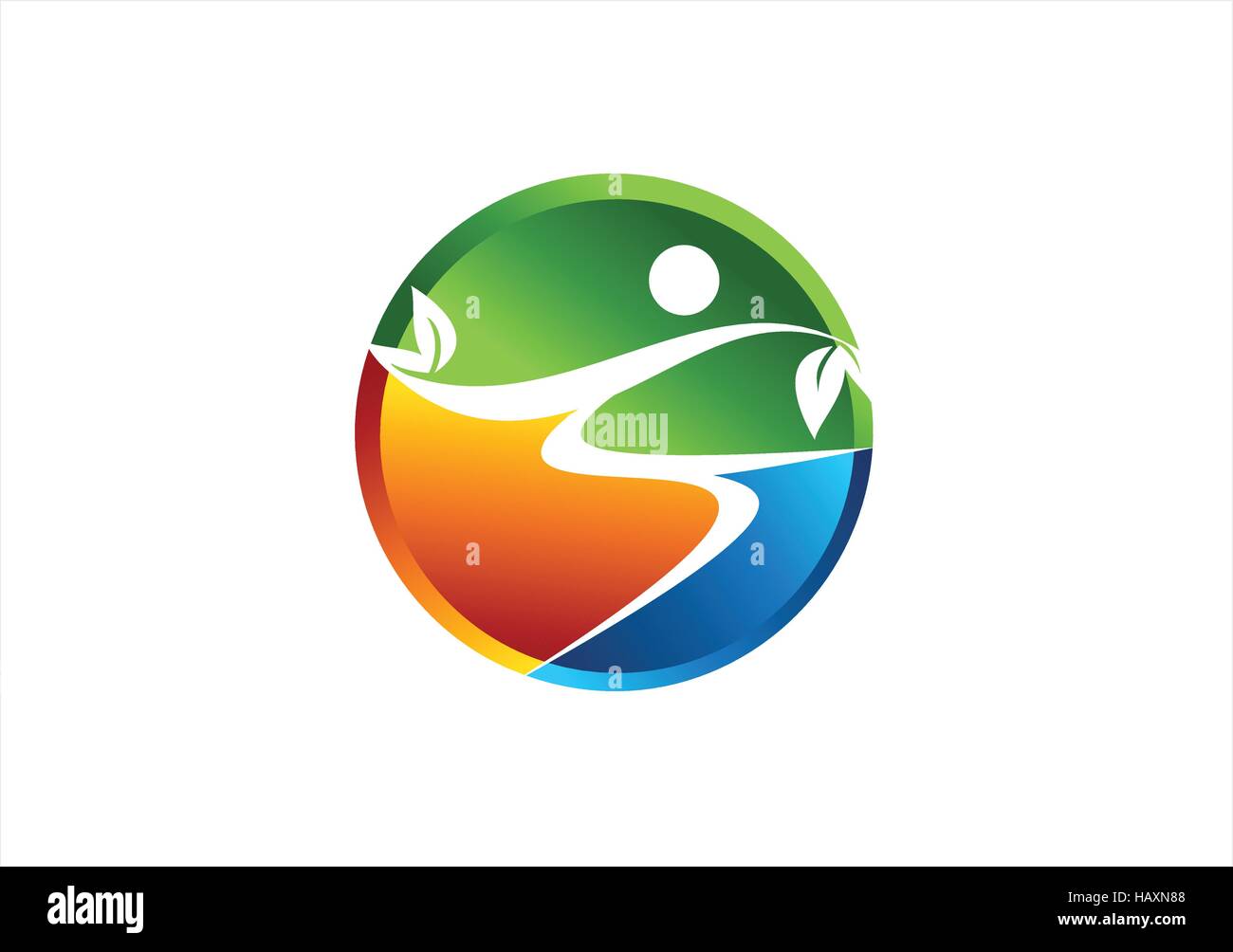 Cerchio nature wellness icona logo, abstract la salute naturale persone simbolo disegno vettoriale, global persone benessere concetto di logo Illustrazione Vettoriale
