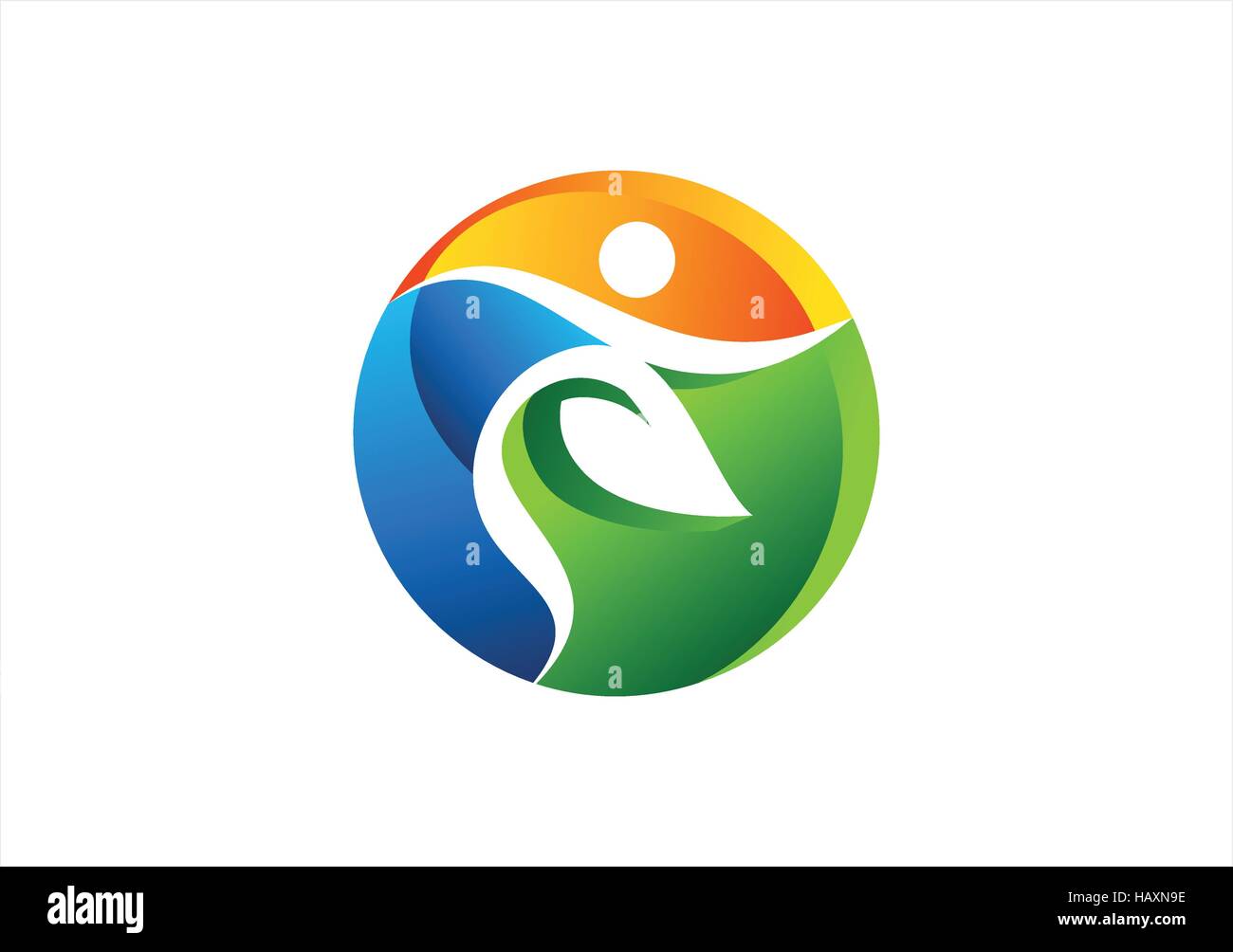 La natura globale di persone wellness icona logo, cerchio salute persone pianta simbolo di concept design vettoriali Illustrazione Vettoriale