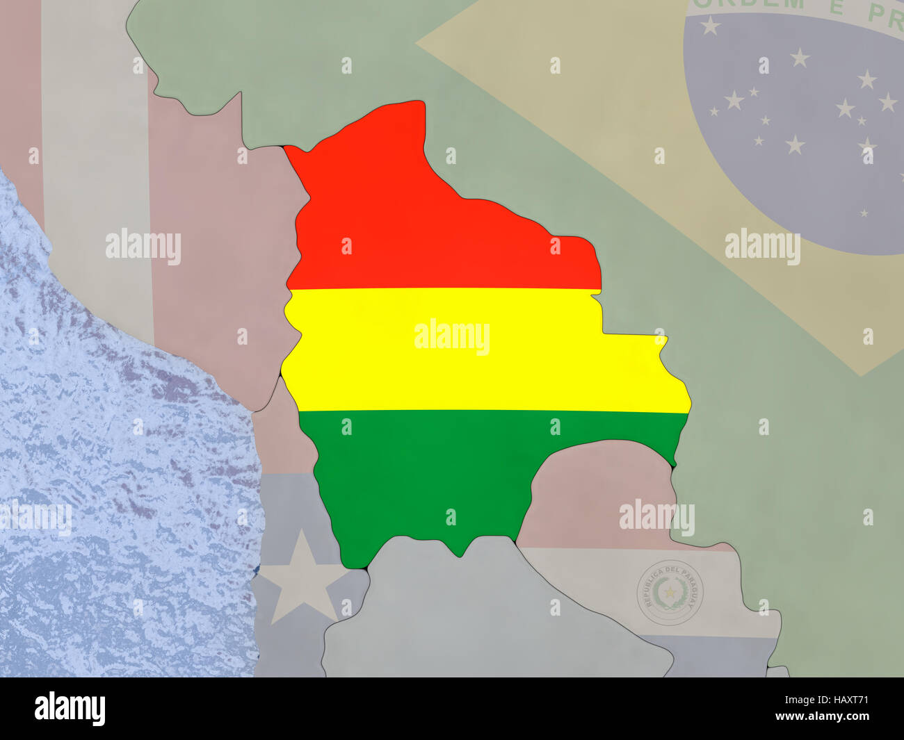 Mappa Della Bolivia E Della Bandiera Nazionale in Un Cerchio