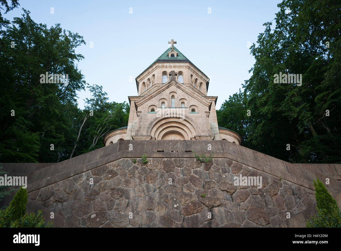 Cappella votiva, sito dove il re Ludwig II di Baviera è stato trovato morto. Il lago di Starnberg. Alta Baviera. Germania. Foto Stock