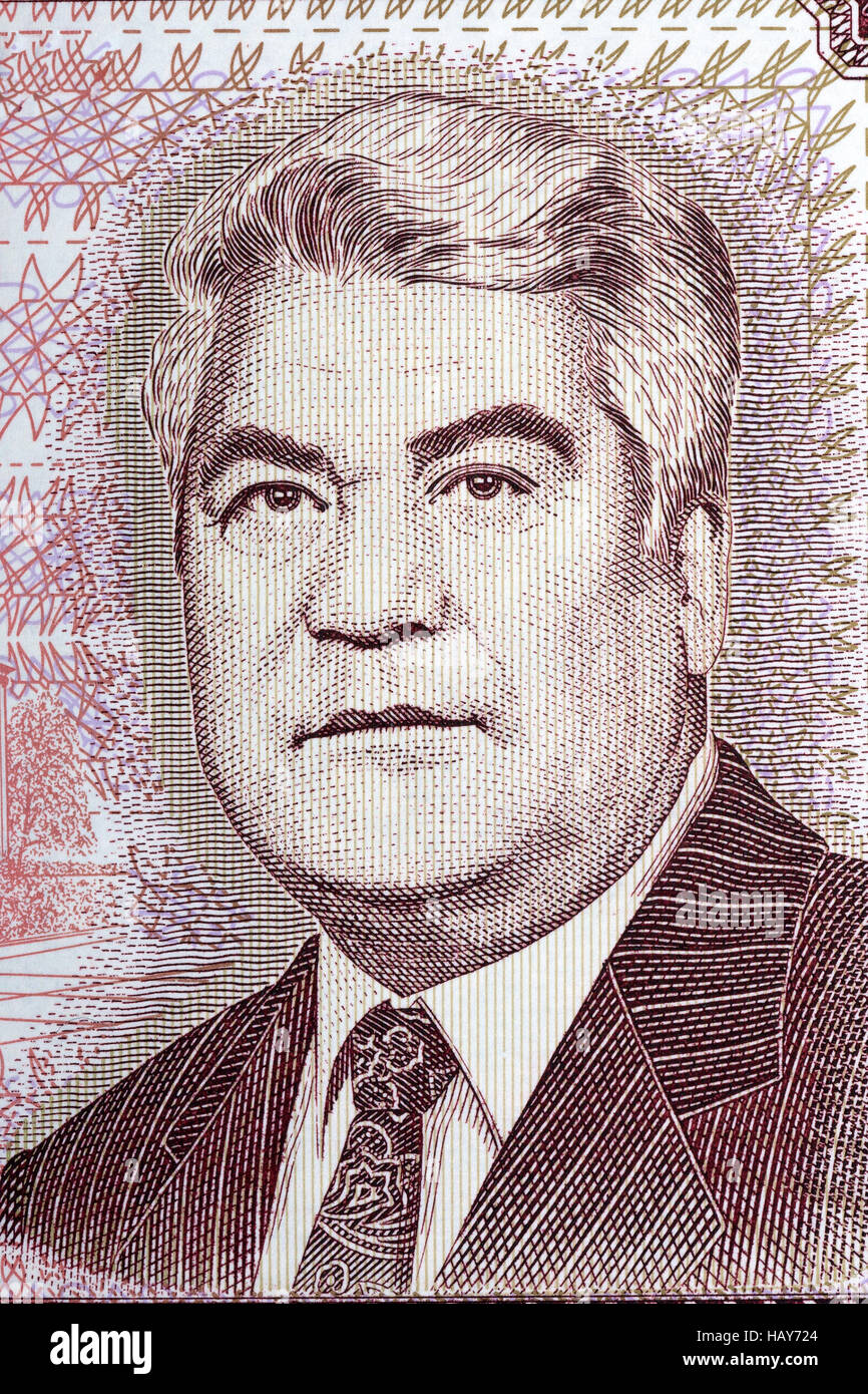 Saparmurat Niyazov il ritratto dal Turkmenistan denaro Foto Stock