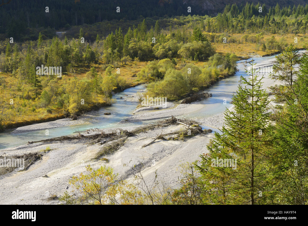 Isar valley, Alta Baviera, Germania Foto Stock