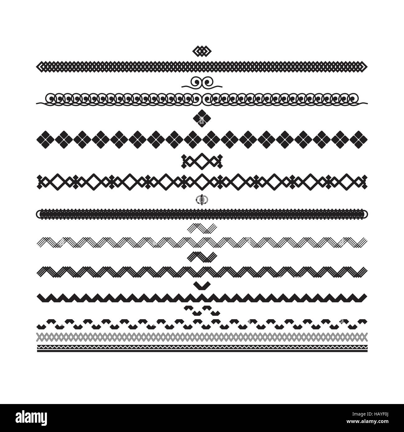 Set di vettore bordi e linee. Progettazione di elementi geometrici Illustrazione Vettoriale