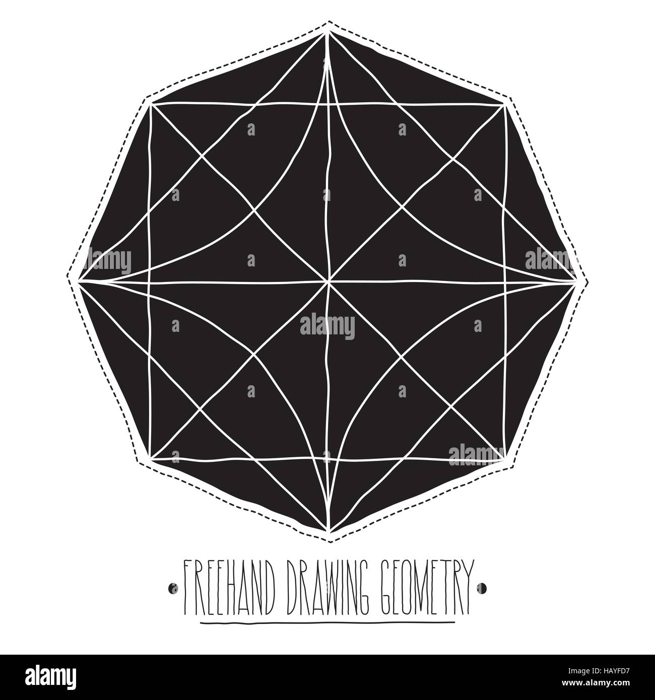 Nero riempito le forme geometriche ed elementi con linee, triangoli Illustrazione Vettoriale