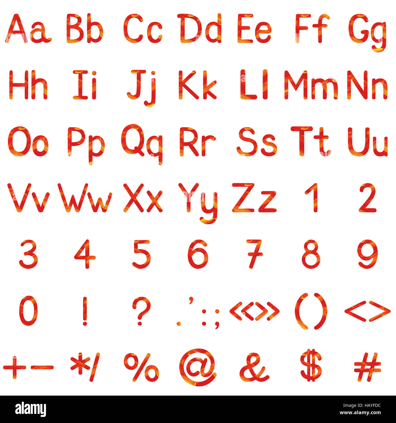 Serie di lettere e segni con la pittura Foto Stock