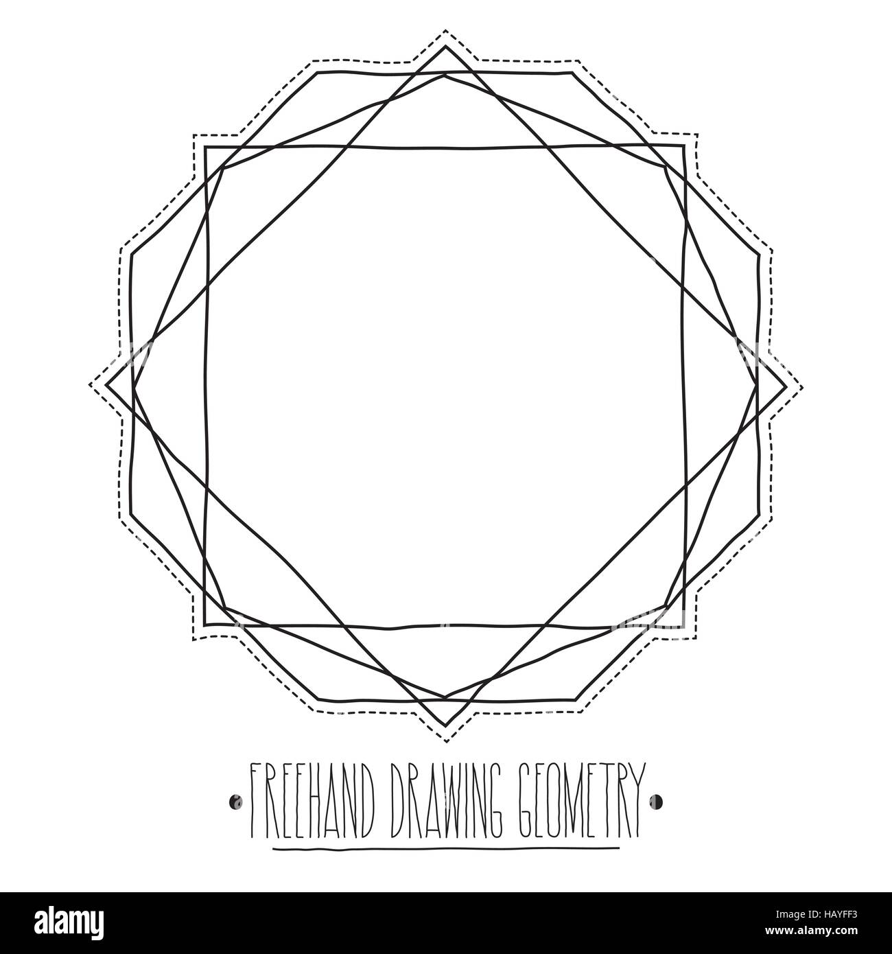 Nucleo cavo forme geometriche ed elementi con linee poliedri Illustrazione Vettoriale